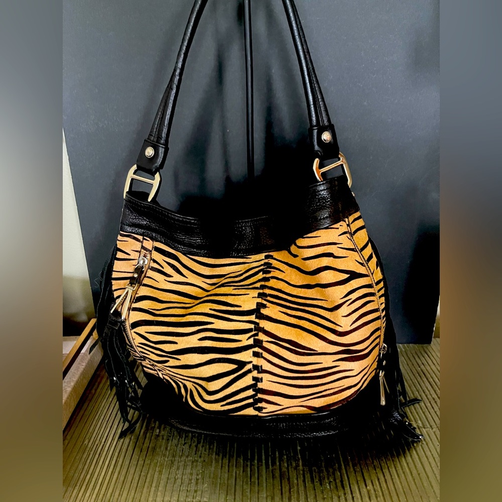 B.Makowsky Zebra Calf Hair Purse